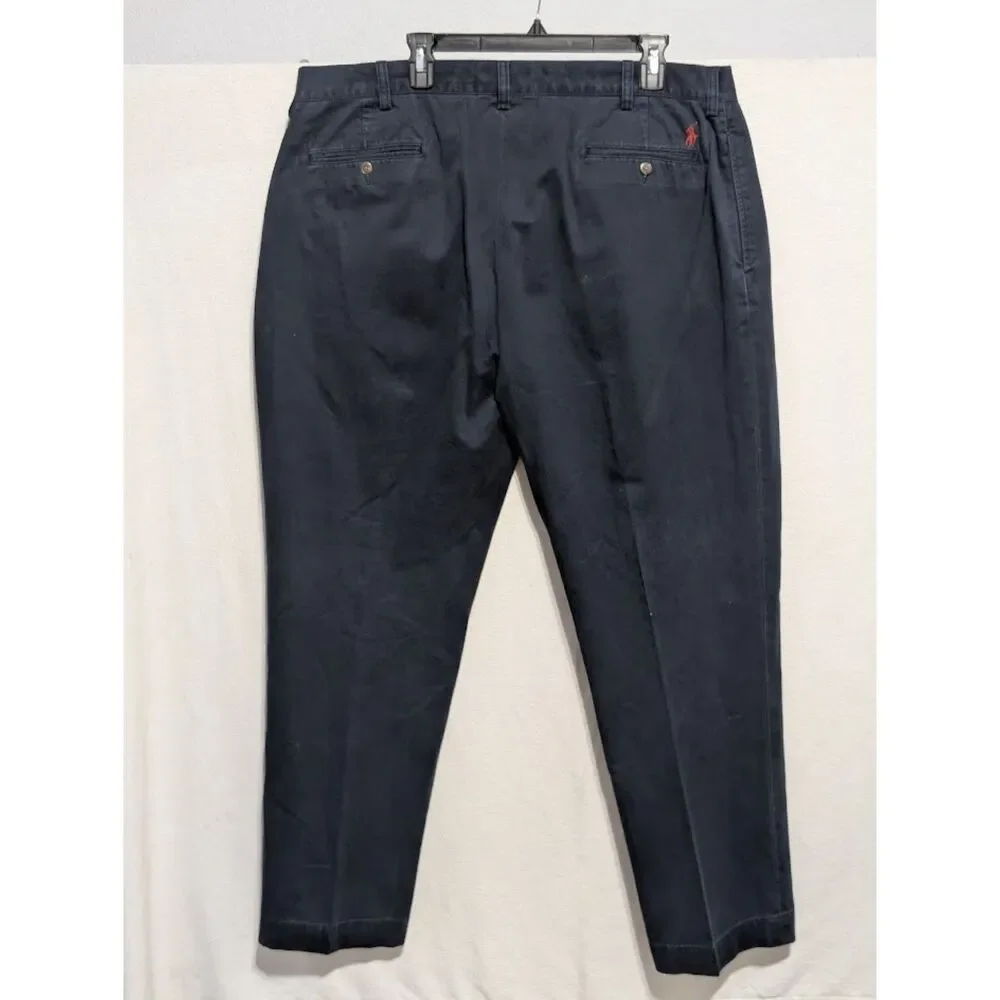 Polo Ralph Lauren Ethan Pants 100% Cotton Navy Blue Red Pony Men's Size 40x32